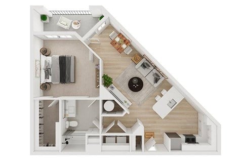 Floor plan for 1 bed, 1 bath, 815 sqft