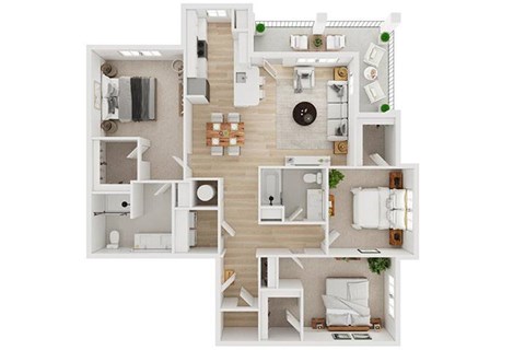 Floor plan for 3 beds, 2 baths, 1535 sqft