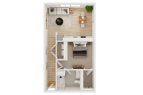Floor plan for 1 bed, 1 bath, 503 sqft