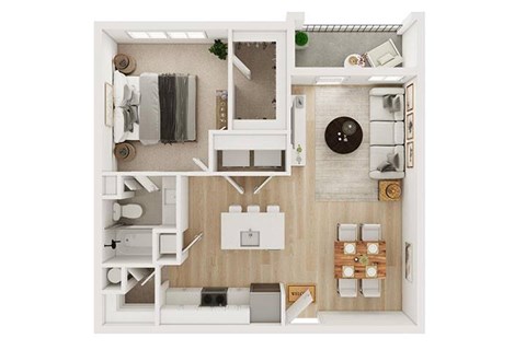 Floor plan for 1 bed, 1 bath, 794 sqft