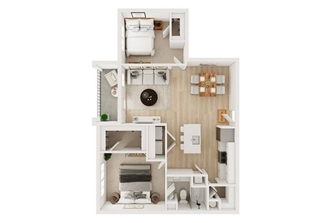 Floor plan for 1 bed, 1 bath, 979 sqft