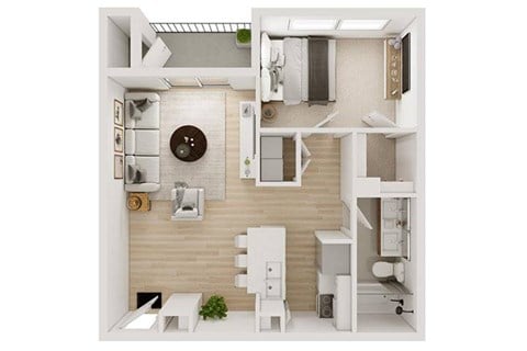 Floor plan for 1 bed, 1 bath, 790 sqft