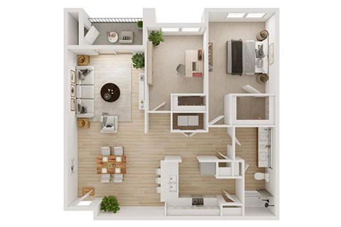 Floor plan for 2 beds, 1 bath, 976 sqft