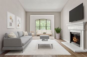Elegant travertine fireplace w/ mantel*