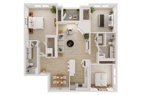 Floor plan for 3 beds, 2 baths, 1565 sqft