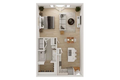 Floor plan for studio, 1 bath, 798 sqft