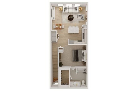 Floor plan for 1 bed, 1 bath, 900 sqft