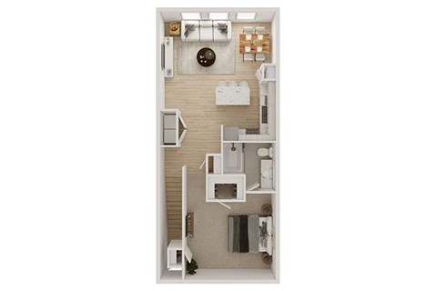 Floor plan for 1 bed, 1 bath, 900 sqft