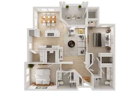 Floor plan for 2 beds, 2 baths, 1200 sqft