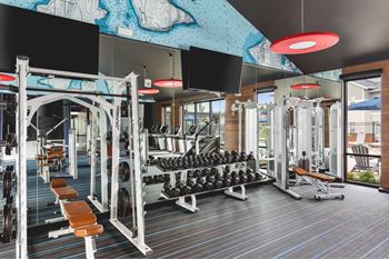 24-Hour fitness studio w/ protein shake machine