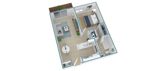 Floor plan for 1 bed, 1 bath, 800 sqft