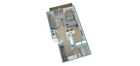 Floor plan for studio, 1 bath, 600 sqft