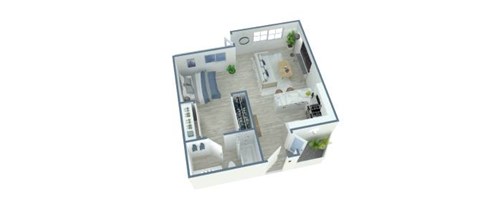 Floor plan for studio, 1 bath, 400 sqft