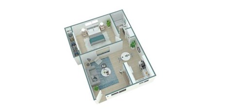 Floor plan for 1 bed, 1 bath, 756 sqft