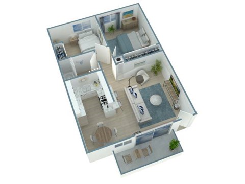 Floor plan for 2 beds, 1 bath, 900 sqft