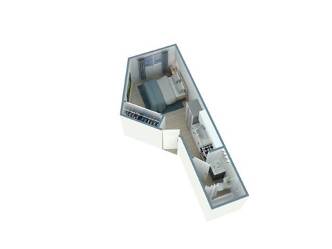 Floor plan for studio, 1 bath, 400 sqft