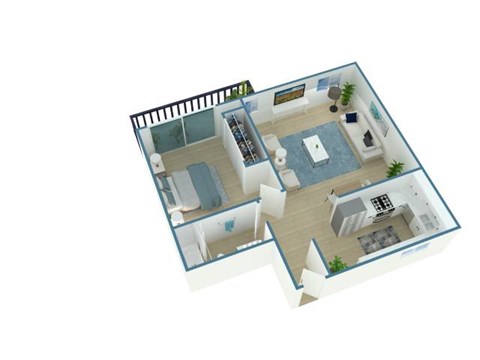 Floor plan for 1 bed, 1 bath, 600 sqft