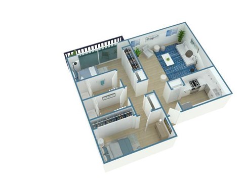 Floor plan for 2 beds, 2 baths, 850 sqft