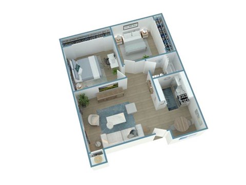 Floor plan for 2 beds, 1 bath, 782 sqft