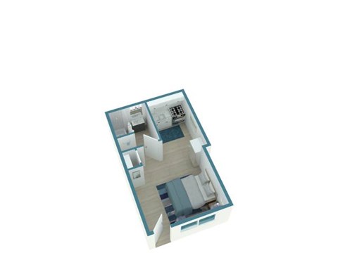 Floor plan for studio, 1 bath, 760 sqft