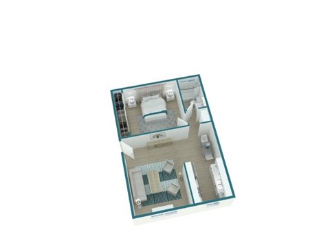 Floor plan for 1 bed, 1 bath, 700 sqft