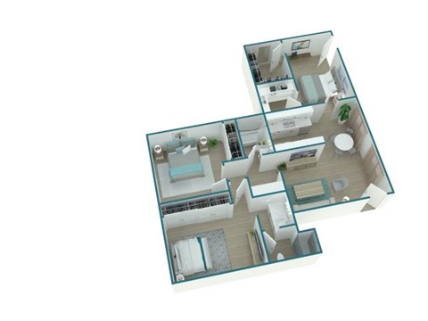 Floor plan for 3 beds, 2 baths, 1200 sqft
