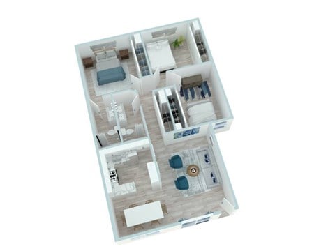 Floor plan for 3 beds, 2 baths, 1150 sqft