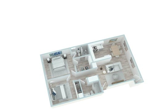 Floor plan for 2 beds, 2 baths, 1150 sqft