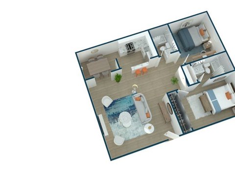 Floor plan for 2 beds, 1.5 baths, 918 sqft