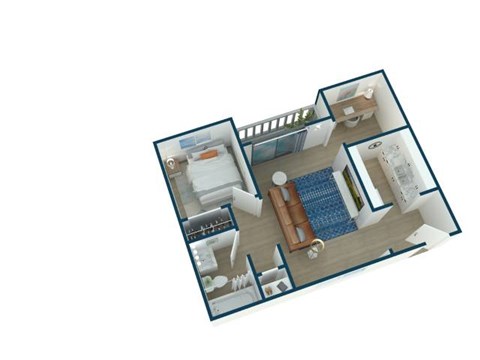 Floor plan for 1 bed, 1 bath, 540 sqft