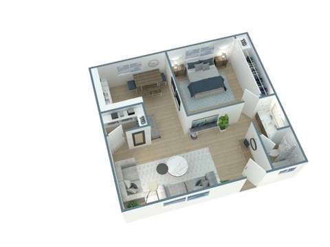 Floor plan for 1 bed, 1 bath, 600 sqft