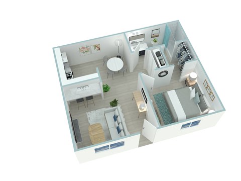 Floor plan for 1 bed, 1 bath, 560 sqft