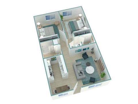 Floor plan for 2 beds, 1.5 baths, 850 sqft