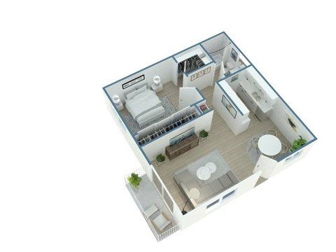 Floor plan for 1 bed, 1 bath, 650 sqft