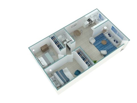 Floor plan for 2 beds, 1 bath, 850 sqft