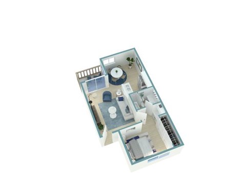 Floor plan for 1 bed, 1 bath, 662 sqft