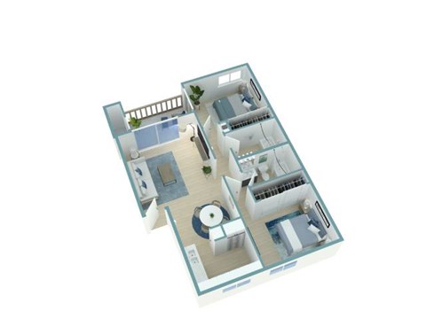 Floor plan for 2 beds, 2 baths, 816 sqft
