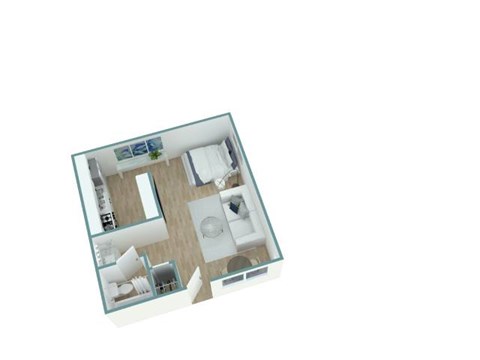 Floor plan for studio, 1 bath, 400 sqft