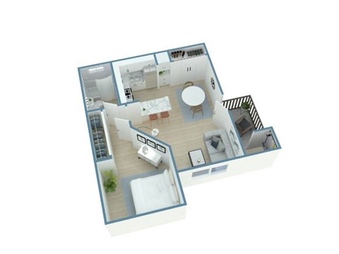 Floor plan for 1 bed, 1 bath, 610 sqft