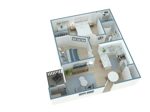 Floor plan for 2 beds, 1 bath, 810 sqft