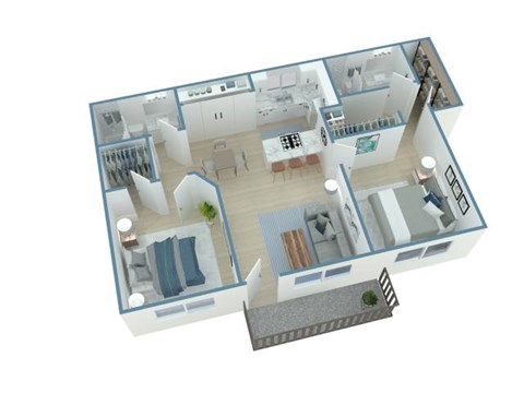 Floor plan for 2 beds, 2 baths, 850 sqft