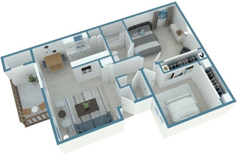 Floor plan for 2 beds, 1.5 baths, 800 sqft