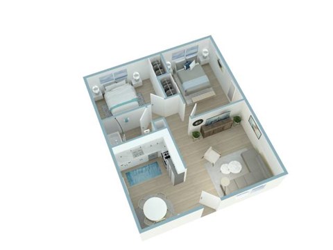 Floor plan for 2 beds, 1 bath, 900 sqft