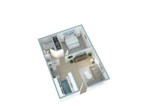 Floor plan for 1 bed, 1 bath, 700 sqft