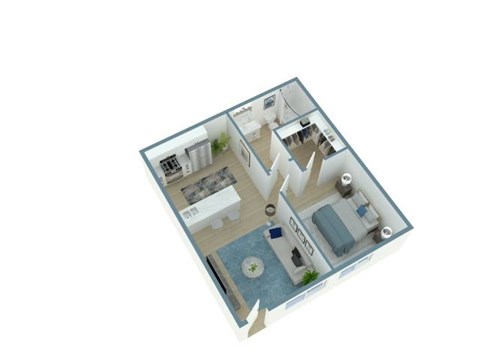 Floor plan for 1 bed, 1 bath, 504 sqft