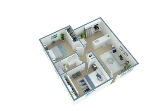 Floor plan for 2 beds, 1 bath, 700 sqft