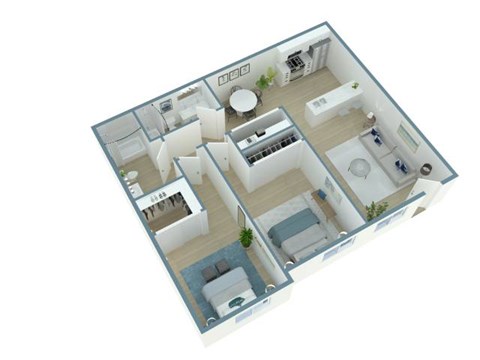 Floor plan for 2 beds, 2 baths, 760 sqft