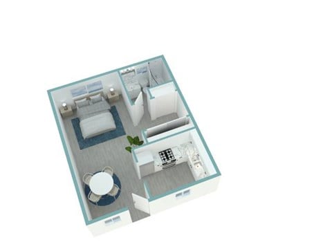 Floor plan for studio, 1 bath, 472 sqft