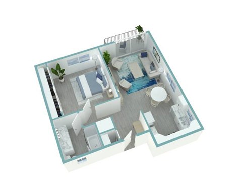 Floor plan for 1 bed, 1 bath, 572 sqft