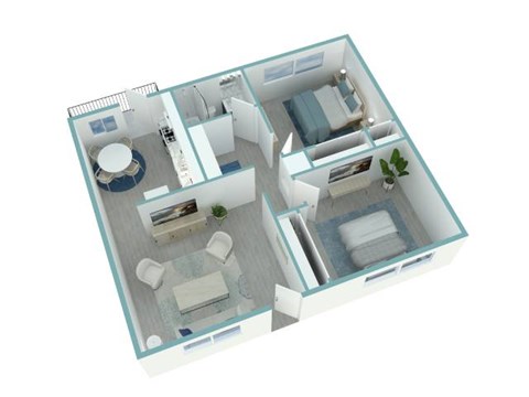 Floor plan for 3 beds, 2 baths, 1230 sqft